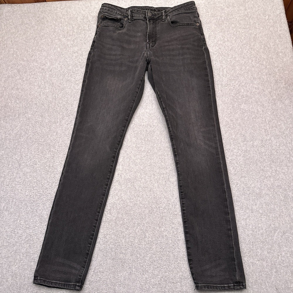 American Eagle Flex Jeans Men 31x33* Black Slim Straight Dark Wash Stretch Denim